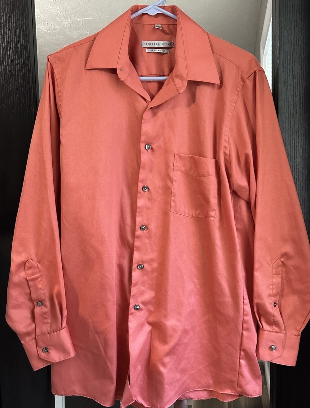 Geoffrey Beene Sateen Cotton Blend Long Sleeve Dress Shirt Men's sz‎ 15